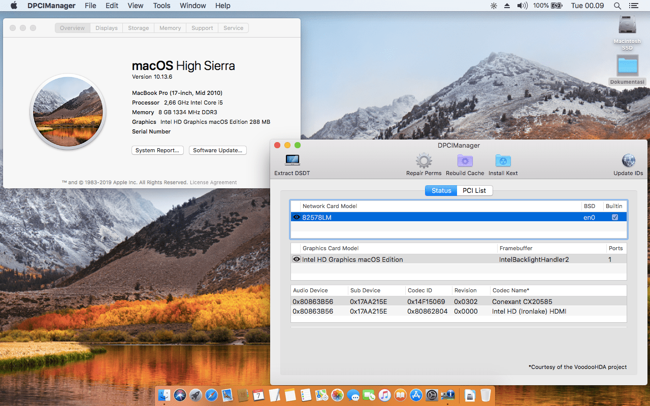 Success Hackintosh macOS High Sierra 10.13.6 Build 17G6030 at Lenovo Thinkpad X201